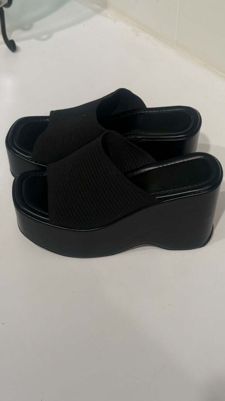 Y2K Women's Black Slide Sandal Platform Wedges